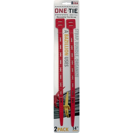 One-Tie Cable Tie Red 14" 2Pk TOT60022